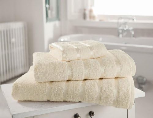 Egyptian Cotton Towel PREMIUM Extra Soft 600gsm Kensington Satin Stripe HAND TOWEL, CREAM