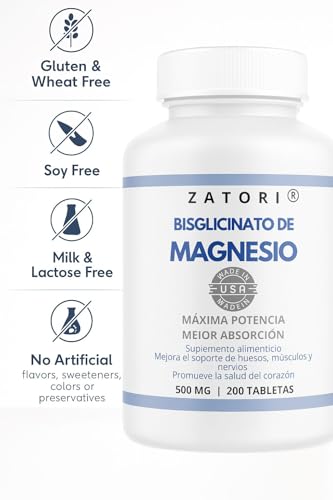 Zatori | Bisglicinato de Magnesio 500 mg | Alta absorción | 200 tabletas