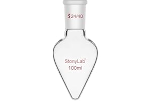 stonylab Recovery Flask Heavy Wall Single Neck Borosilicate Glass with 24/40 Standard Taper Outer Joint Pear Shaped, 100 ml