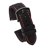 Silicone Quick Release Watch Band 24mm Soft Rubber Watch Strap Replacement Black/Red Black Buckle