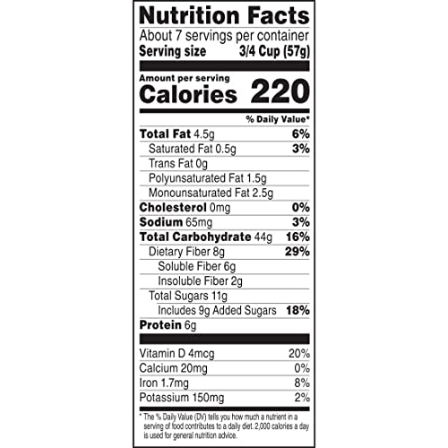 KASHI COLD BREAKFAST CEREAL, EXCELLENT SOURCE OF VITAMIN D, FIBER CEREAL, BLUEBERRY ALMOND, 14.5OZ BOX (1 BOX)
