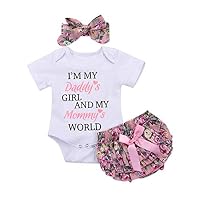 Gurcyter Baby Clothes Girl Newborn,Clothes Infants Baby Girl Newborn Body Suit Rompers Infant+Pants Shorts+Headband Outfit Size 12-18 Months White-P-90