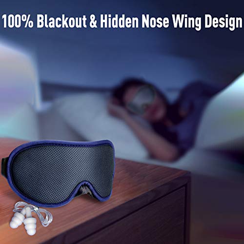 Sleep Mask,Sleeping Mask,Eye Mask for Sleeping Women & Men,Eye Covers,Upgrade 3D Design & Ultra Soft Breathable with Adjustable Strap,100% Blackout Eye Masks,Blindfold for Completely dark Hohiyo-Black