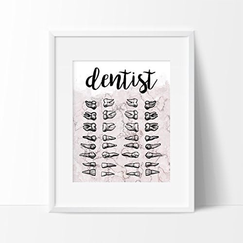 Marble Dentist Teeth Art Print - Wall Art - Office Decor - Dentist Office Decor - Dental Art