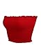 Sweetbei J Womens Strapless Pleated Summer Sexy Bandeau Tube Crop Tops Red M
