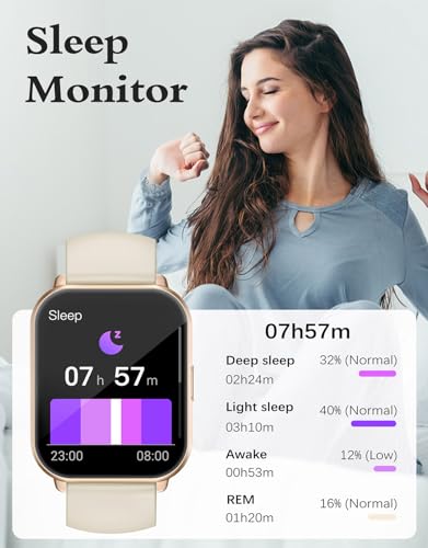 RUIMEN Smartwatch with Calls, Smart Watch Receive Call and Voice Assistant, Smartwatch Woman Man with Pedometer Blood Oxygen Waterproof IP68 100+ Sports Modes Activity Bracelet