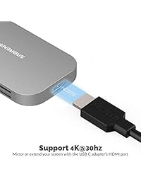 Sabrent 8 in 1 USB tipo C Hub con salida HDMI (4 K), 100 W PD Tipo C puerto, 3 puertos USB 3.0, 1 puerto USB 2.0, SD MicroSD Multilector [4 K y entrega de potencia de apoyo] (ds uhcr)