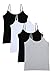 Vislivin Women's Basic Solid Camisole Adjustable Spaghetti Strap Tank Top Black/White/Black/Gray M