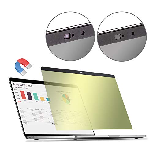 Gold Removable Magnetic Attachment Privacy Screen Filter with Webcam Cover + Free Anti-Glare Screen Protector+TPU Keyboard Cover for New 2018 MacBook Air 13.3in MacBook Pro 13.3in Touch bar
