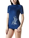 Tesla TM-FSR25-NVY_Large Women's UPF 50+Swim Shirt Loose-Fit Swim Tee Rashguard Top FSR25