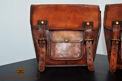 Leather Native 2 X Motorcycle Side Pouch Brown Leather Side Pouch Saddlebags Saddle Panniers (2 Bags) Pre Valentines Day SALE !!!