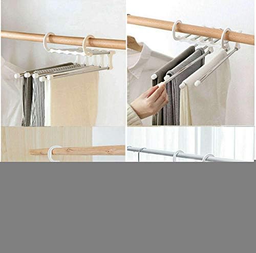 xtszlfj 2019 5 in 1 Pant Rack Shelves Stainless Steel Multi-Functional Wardrobe Magic Hanger 5pcs Random Color