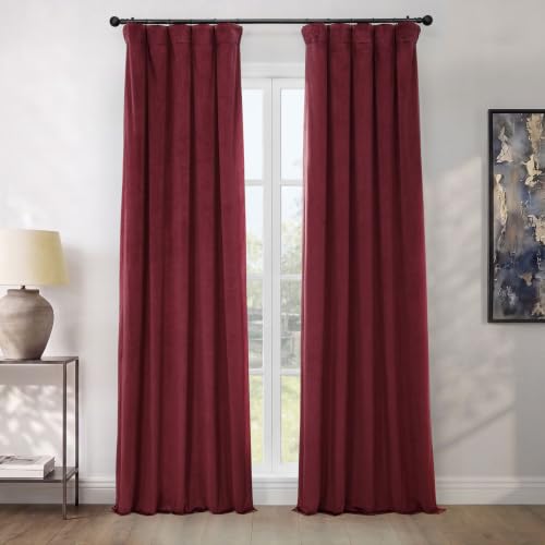 HPD Half Price Drapes Heritage Plush Velvet 84 Inches Long Darkening Curtains for Bedroom & Living Room 50W x 84L, (1 Panel), Dark Merlot, 50 W x 84 L (Pack of 1)