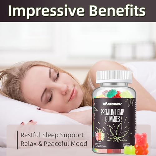 PREMIUM HEMP GUMMIES – 120 COUNTS FRUITY GUMMY BEAR WITH HEMP OIL HIGH POTENCY FOR DEEP AND HEALTHY BЕDTIME – OMEGA 3 SUPPLEMENT WITH HEMP OIL