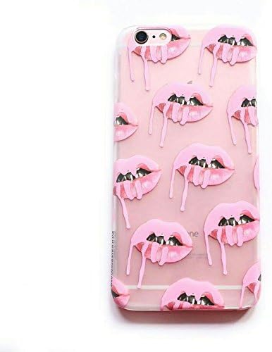 iPhone 7 Plus (5.5" Screen), Kylie K Jenner Cosmetics Sexy Lip Kit Candy Koko Yeezy Kimono Sexy Transparent Clear Case Cover Funny Sexy Soft TPU Case for iPhone 7 Plus 5.5 inch (Pink Frost Lips)