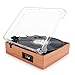 1byone Belt-Drive 3-Speed Stereo Turntable with Built in Speakers, Natural Wood