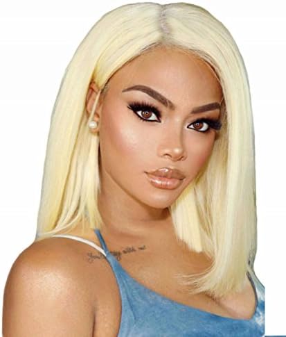 Women's Short Bob Lace Front Wigs 14 Inches Straight Hair for White Women, Blond