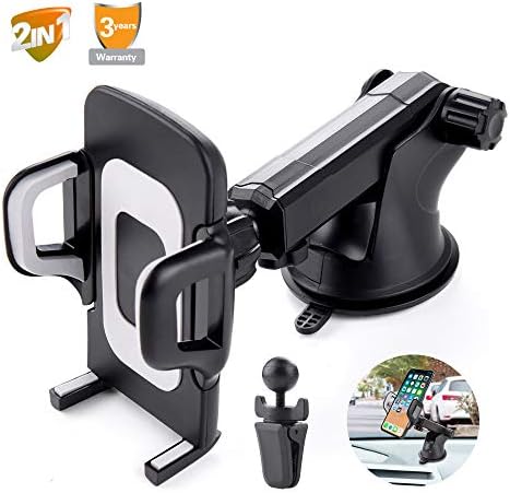 Car Phone Mount Windshield,Dashboard,Air Vent Phone Mount 360°Rotation Holder Cell Phone Holder for Car Universal Car Cradles and Mount Compatible for Samsung Glaxy S8 S9,iPhone 6/7/8 Plus etc