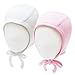 HappyTree 2 Pack Baby Hat Bonnet Soft 100% Combed Cotton Toddler Infant Beanie Pilot Caps, White + Light Pink, Medium