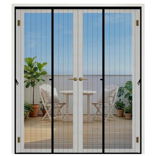 Mosquitera Puerta,170x212cm Mosquitera Puerta Magnetica Corredera Grandes,Doble Apertura Lateral,Automáticamente,Sin Necesidad de Taladrar,Contra Respirable,para Puertas Exteriores Balconera Terrazas