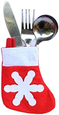 Keepfit 10PCS Christmas Caps Cutlery Holder Fork Spoon Pocket Xmas Decor Bag