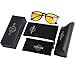 Mens Womens Classic Retro Polarized Night Vision Yellow Driving Glasses Anti-glare Rain Day Sun Glasses