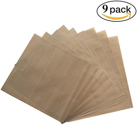 9 Pack Non Stick Toaster Bags - Reusable and Heat Resistant Easy to Clean Perfect for Sandwiches Pastries Pizza Slices Chicken Nuggets Fish Vegetables Panini &amp; Garlic Toast