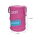 SpruceBay Foldable Round Laundry Hamper Basket with Handles and Drawstring -Fabric Closet Storage Bag - Pink -Organization with Unique Style - Keep your Laundry Room, Closet, and Home Organized