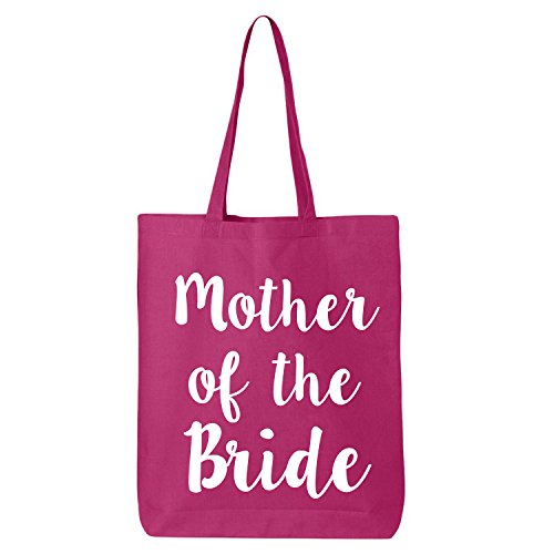Mother of the Bride Cotton Canvas Tote Bag in Hot Pink - One Size