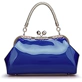 ZiMing Glossy Patent Leather Handbags Women Kiss Lock Purse Top Handle Handbag Evening Bag Satchel Shoulder Crossbody Bag
