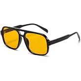 Breaksun Retro Aviator Sunglasses for Women Men Trendy Classic 70s Square Green Aviator Sun Glasses Vintage Shades