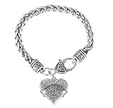 Fusicase Bling Crystal Silver Hearts Metal Family Member Bracelets(Sister)