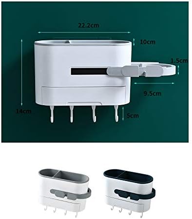 ヘアドライヤーホルダー 壁掛け穴を開けずにヘアドライヤーとスタイリングツール収納袋 ストレートヘアアイロン ヘアブラシ 家庭用ストレージラック ブルー B0ggdb7v 2 0円