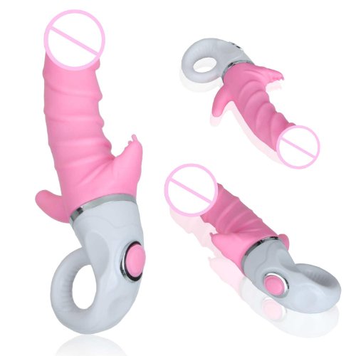 Female Masturbation Vibrators Dildo Triple Stimulation Adult Sex Products (Pink)