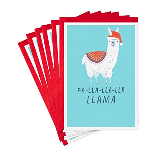 Hallmark Shoebox Funny Christmas Cards Pack, Llama (6 Holiday Cards with Envelo…