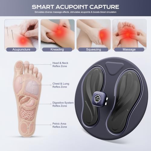 EMS Foot Massager for Pain Relief and Circulation,Foot Circulation Machine for Muscle Relaxation,10 Modes & 20 Intensity Levels, Detachable Easy-Clean Foot Massage Mat for Daily Relaxation at Home