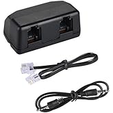 Analog Telephone Adapter for Split The Line to Telephone and Voice Recorder | Two RJ11 Ports for Incoming and Outgoing Phone Connection and 3.5mm Audio Socket to Connect to Voice Recording Device