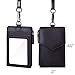 Badge Holder with Zipper, Sukuos Upgraded PU Leather ID Card Holder with 5 Slots, 1 Secure Cover and 20 inch Woven Lanyards for ID Badges, School ID, Drivers License, Debit Card