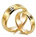 Uloveido 2pcs His Queen and Her King Gold Couple Rings Stainless Steel Promise Rings Matching Set Wedding Engagement Band Valentine's Day Gifts for Couples Lovers SN140