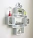 HAO ALWAYS DO BETTER Set of 5 Cubes with Free Extra Jewellery Hooks Interlocking Wall Shelf, Intersecting Squares Wooden Floating Shelf, Wall Mounted Horizontally or Vertically Display Shelves,White