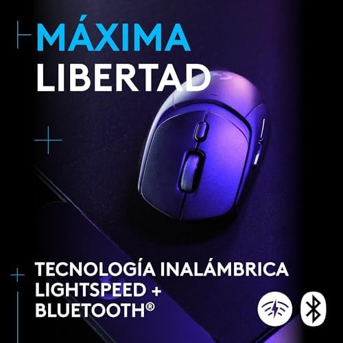 Rato gaming sem fios 309 Lightspeed, Lightweight, interruptores híbridos LIGHTFORCE, sensor Hero 25K, 300+ horas com bateria AA, 6 botões programáveis, PC e Mac - Preto