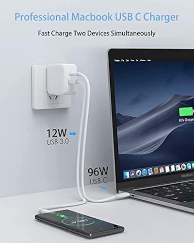 Mac Book Pro Charger, [Upgraded Version] 2-Port 96W USB C Charger