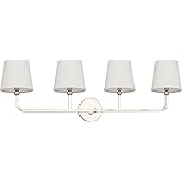 Capital Lighting 119341PN-674 Dawson Decorative White Fabric Stay-Straight Shades Bath Vanity Wall Mount, 4-Light 240 Total W