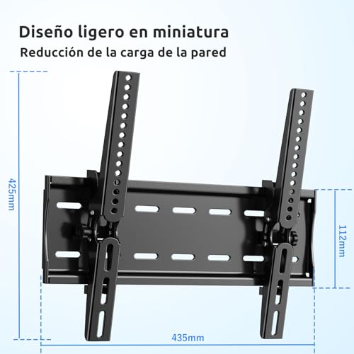 JXMTSPW Soporte de Pared para TV con inclinación,Base para TV Montaje para mayoría de Pantallas de 26 "a 65",máx VESA 400x400 mm,soporta hasta 50 KG,Soporte Universal TV 32 40 43 50 55 58 60 Pulgadas
