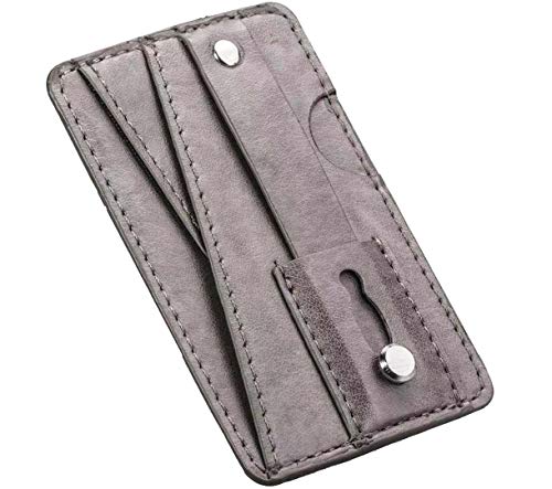 Finger Strap Cell Phone Stick On Wallet Card Holder Phone Pocket for iPhone, Android and All Smartphones. (Grey)
