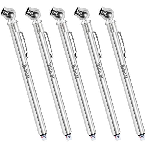 AstroAI Pencil Tire Pressure Gauge (10-75PSI) Metal Made Nozzle for Small Vehicles (5 Pack)