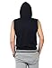 Youstar Modern Color Block Sleeveless Zipper Closure Drawstring Hoodie Black White 2XL