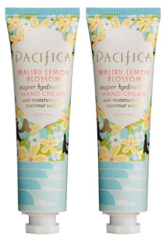 Pacifica Malibu Lemon Blossom Super Hydrating Hand Cream (Pack of 2) with Shea Butter, Sweet Almond Oil, Olive Oil, Kelp Extract, Olive Oil and Grape Seed Oil, 100% Vegan and Cruelty-Free, 2.25 oz
