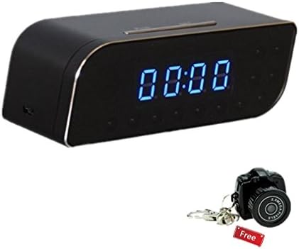 KOAMLY Wi-Fi Clock Camera 1280x720P Spy Nanny Cam Wireless Alarm Clock Clear LCD Screen (Free Mini DV) Black