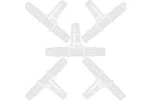 ANPTGHT 1/4" Tee Fitting Equal Barb 3 Way Hose Splicer Joint Mender Adapter Union for Fuel Gas Liquid Air (Pack of 5)